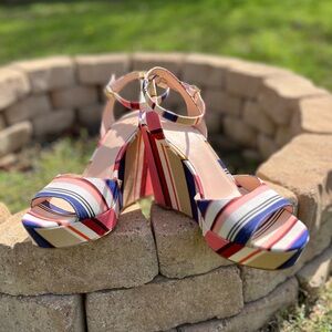 Kate Spade Striped Wedge Sandals | Multicolor Espadrille Style | Size 10